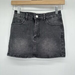 NWOT Forever 21 Black Denim Micro Mini Skirt Y2K Low Rise Micro Fitted Stretch S
